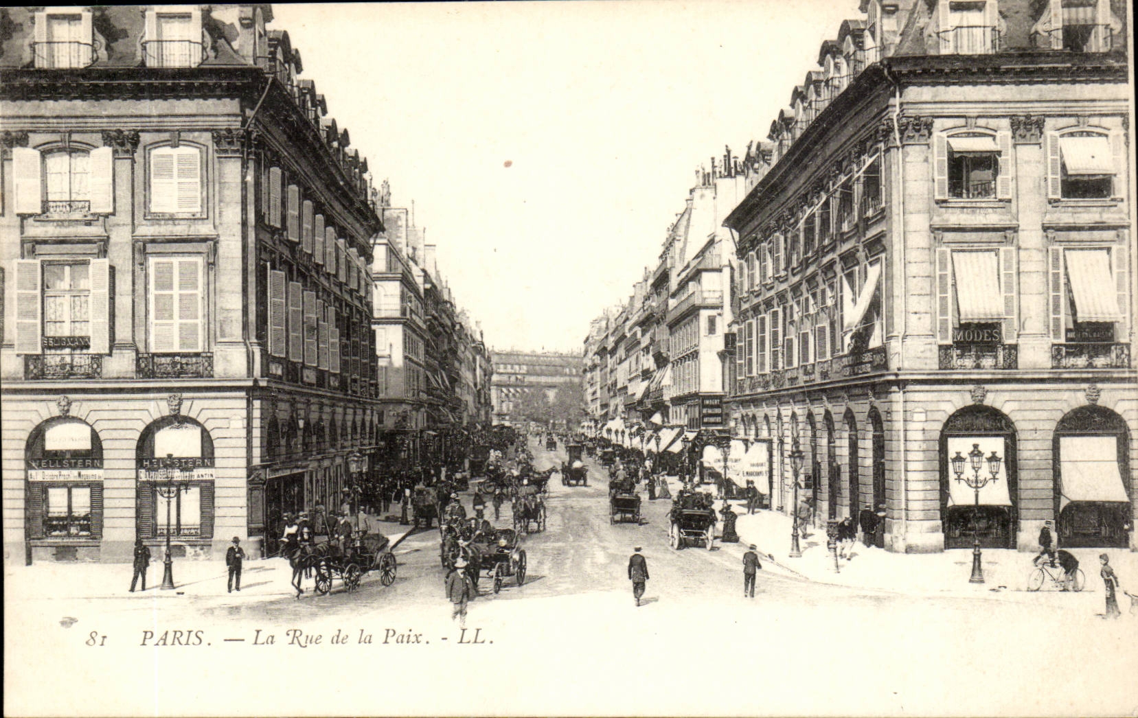 Paris - 2 - rue de la paix - cheval - CPA 