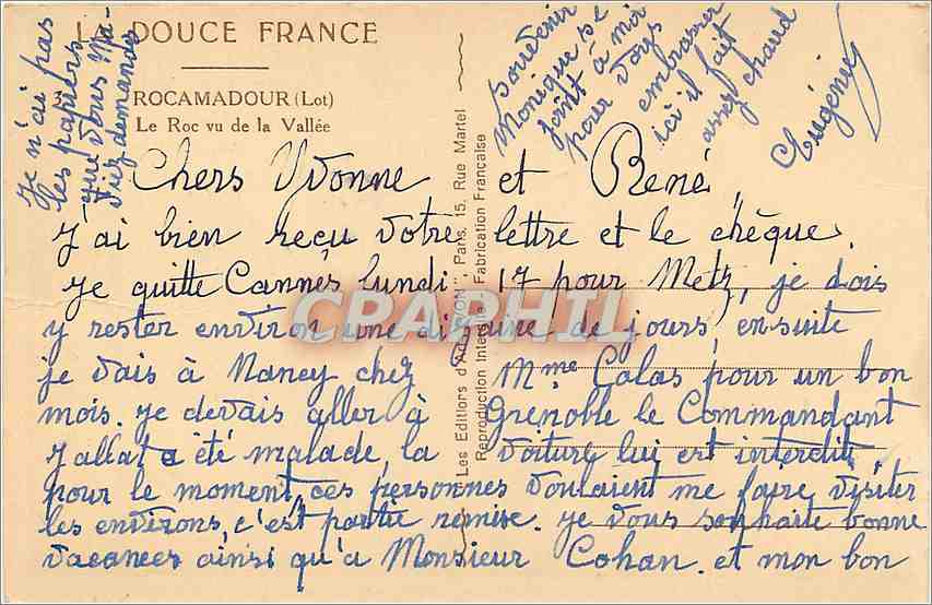 CPA Rocamadour Lot Le Roc vu de la Vallee  — Back