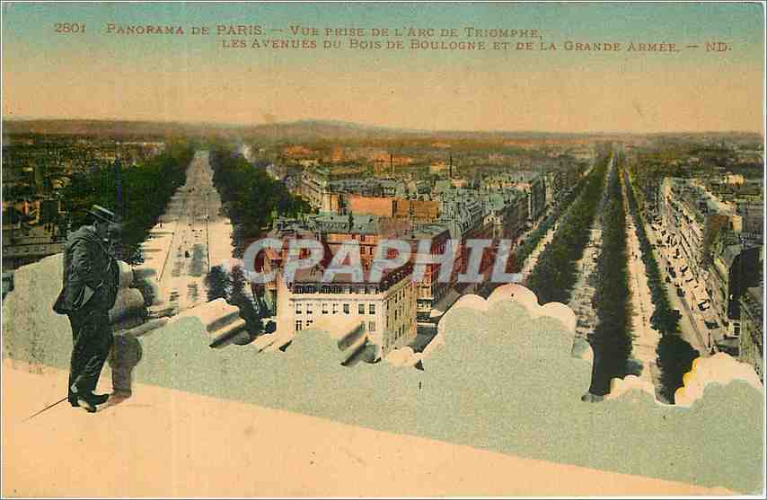 CPA Panorama de Paris Vue prise de l'Arc de Triomphe Les Avenues du Bois de Boulogne et de la Grande