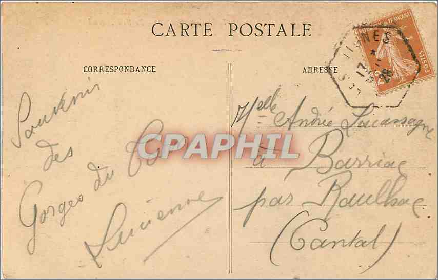 CPA Vallee de la Dourbie Pont du Fournel  — Rückseite