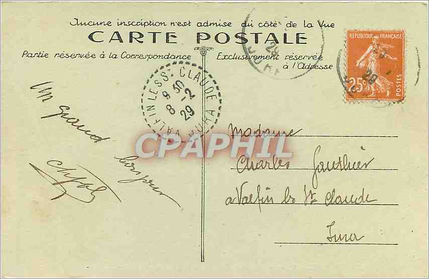 CPA Jura Pittoresque Vue generale prise de la Route de Chamole  — Rückseite