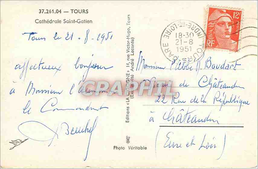 CPA Tours Cathedrale Saint Gatien  — Rückseite