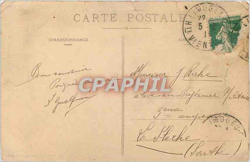 CPA Limoges Central Hotel Boulevard Georges Perrin et Lycee Gay Lussac Tramway — Rückseite
