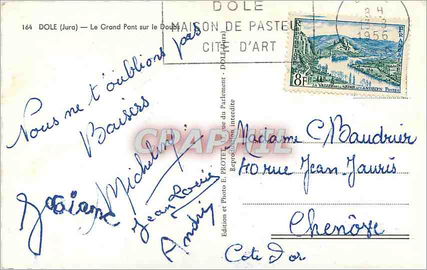 CPM Dole Jura Le Grand Pont sur le Doubs  — Back