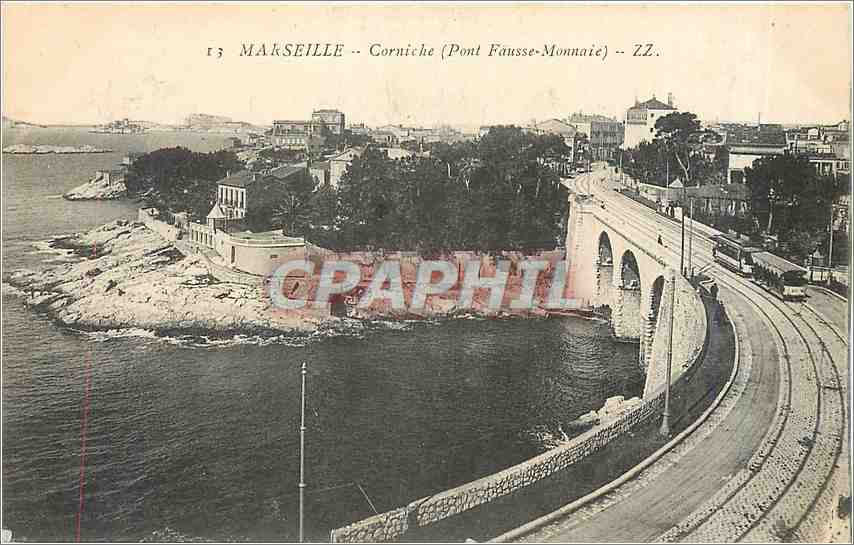 CPA Marseille Corniche Pont Fausse Monnaie 