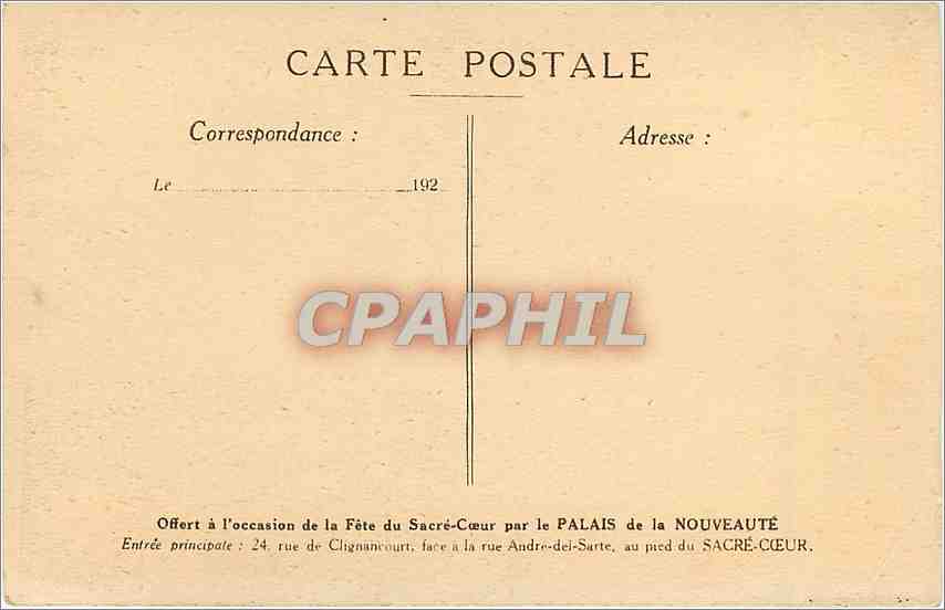 CPA Fete du Sacre Coeur  — Back