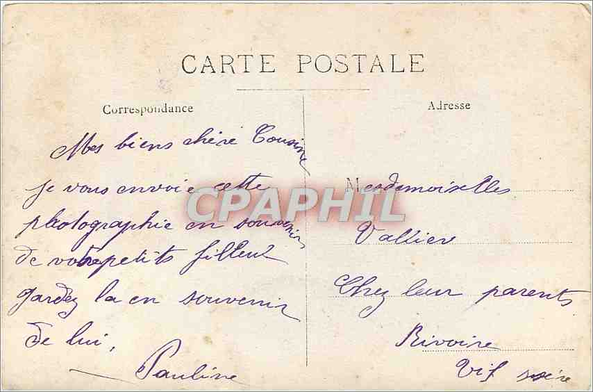 Famille — photographie en souvenir — CPAPHIL — Verso