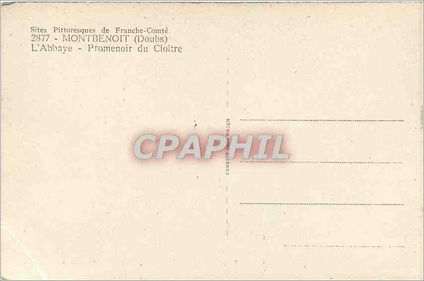 CPA Montbenoit Doubs L'Abbaye Promenoir du Cloitre  — Rückseite