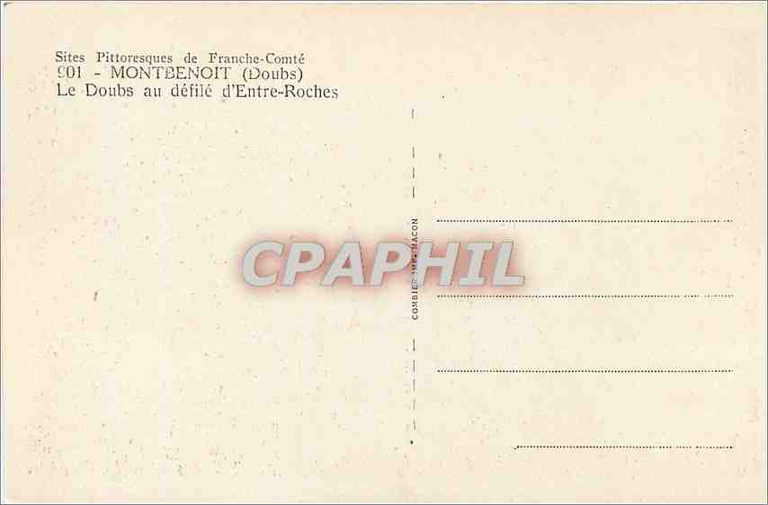 CPA Montbenoit Doubs Le Doubs au defile d'Entre Roches  — Rückseite