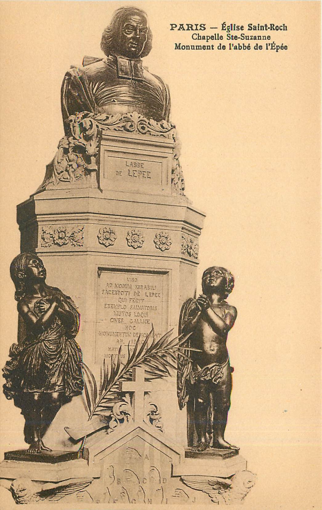 CPA Paris Eglise Saint Roch Chanpelle Ste Suzanne Monument de l'Abbe de l'Epee 