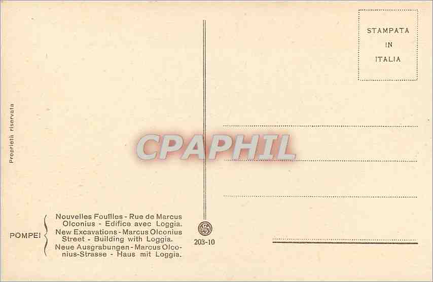 CPA Pompei Nouvi Scavi Via di Marco Olconio  — Rückseite