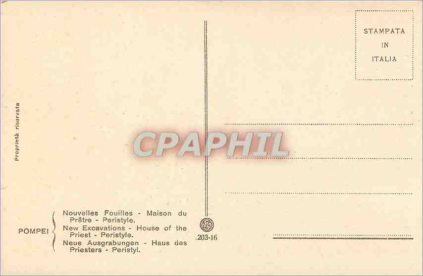 CPA Pompei Nuovi scavi Casa del Sacerdote Peristilio  — Rückseite