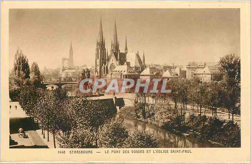 CPA Strasbourg Le Pont des Vosges et l'Eglise Saint Paul 