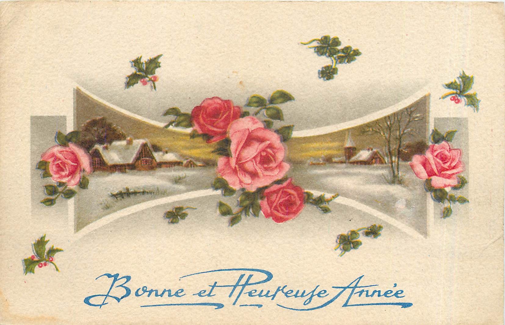 CPA Bonne et Heureuse Annee Fleurs