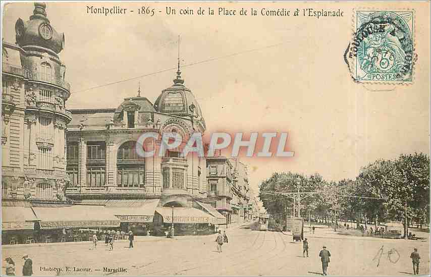 CPA Montpellier Un coin de la Place de la Comedie l'Esplanade 