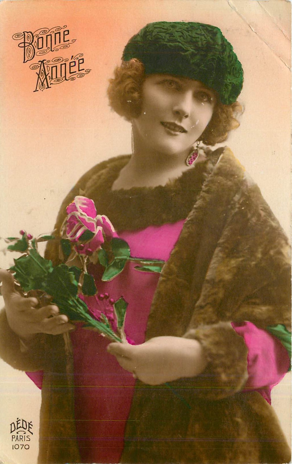 CPA Bonne Annee Femme