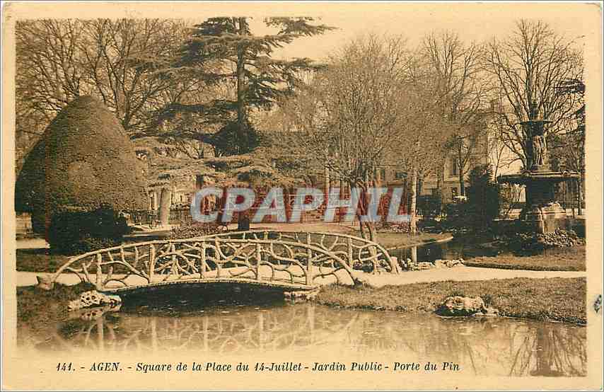 CPA Agen Square de la Place du 45 Juillet Jardin Public Porte du Pin 