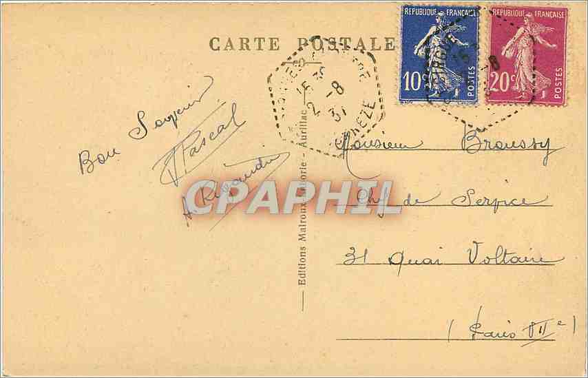 CPA Le Cantal Pittoresque Le Puy Chavaroche  — Verso