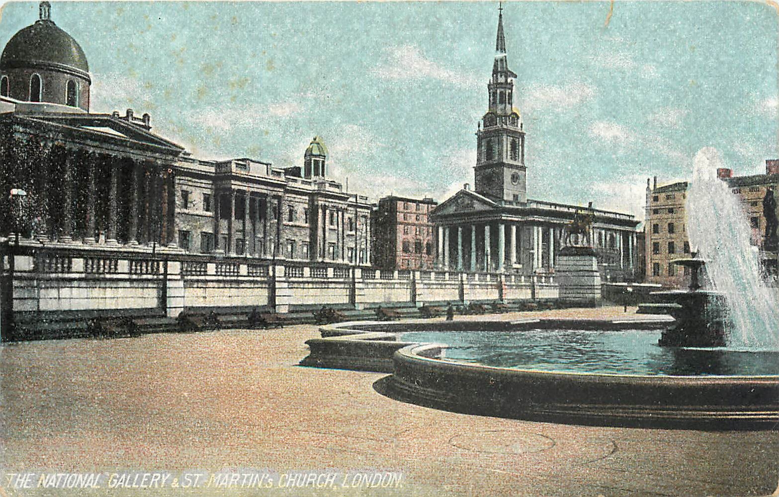CPA The National Gallery  St Martins Church London 