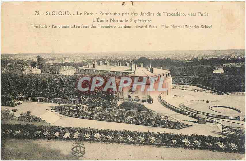 CPA St Cloud Le Parc Panorama pris des Jardins du Trocadero vers Paris L'Ecole Normale Superieure 