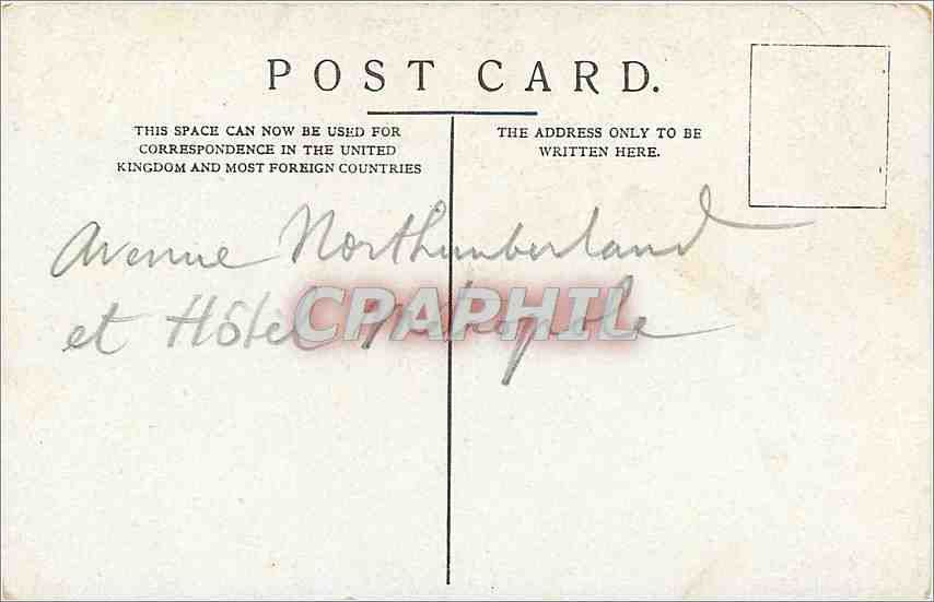 CPA Northumberland Avenue and Hotel Mertopole London  — Verso