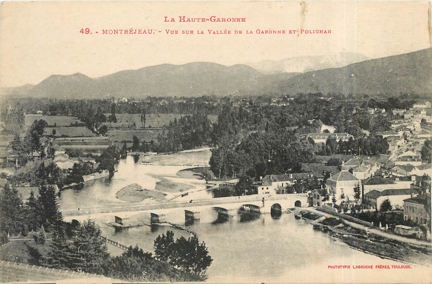 Montréjeau — Vue sur la Vallée de la Garonne et Polignan — Phototypie Labouche Frères, Toulouse