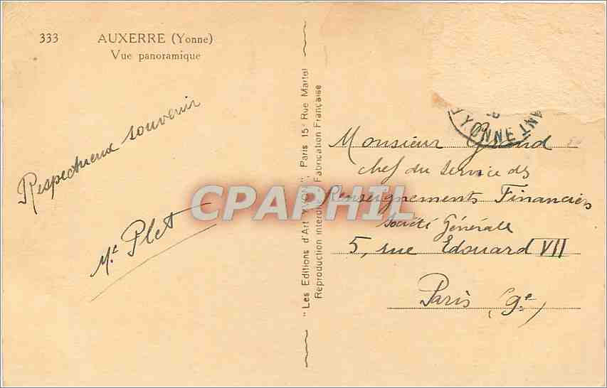 CPA Auxerre Yonne Vue Panoramique  — Verso