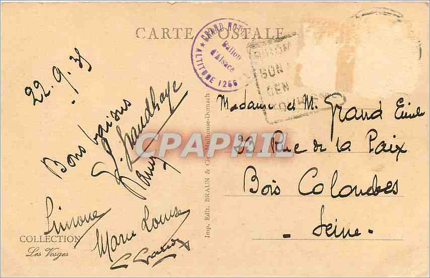 CPA Les Vosges Pittoresques Sous Bois  — Verso