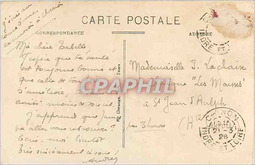 CPA Chinon L et L Maison de Rabelais  — Rückseite
