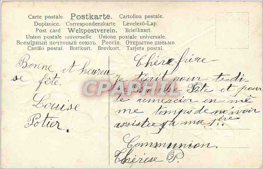 CPA Amitie sincere  Fleurs — Verso
