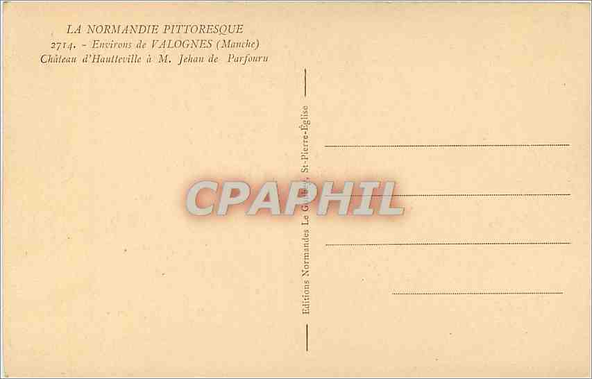 Château d'Hautleville — Environs de Valognes (Manche) — Éditions Le Géant St-Pierre-Église — Rückseite