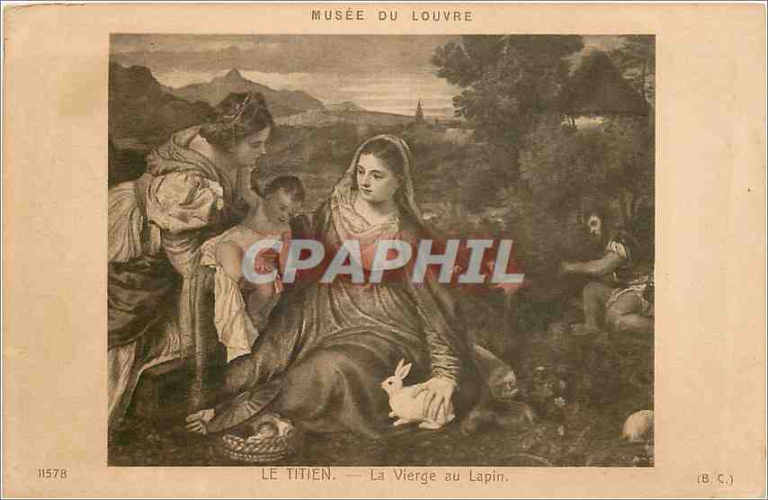 CPA Musee du Louvre Le Titien La Vierge au Lapin 