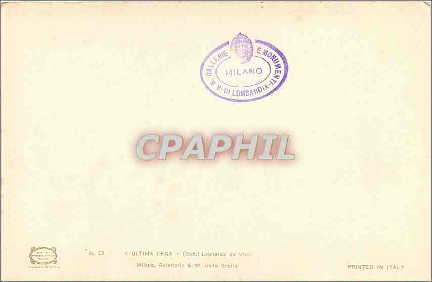 CPA Judas Petrus Johannes Leonardo da Vinci Milano Ultima Cena — Verso