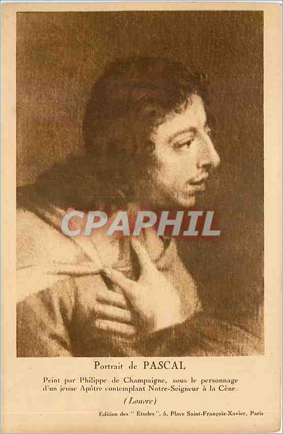 CPA Portrait de Pascal Peint par Philippe de Champaigne sous le personnage d'un jeune contemplant No