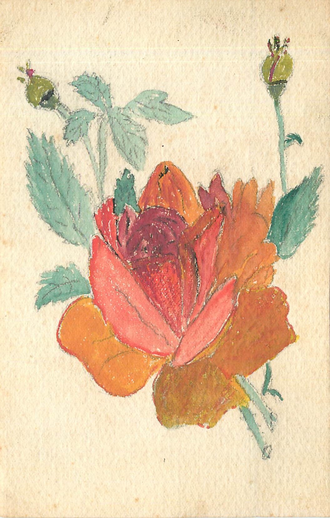 CPA Fleurs (dessin a la main)