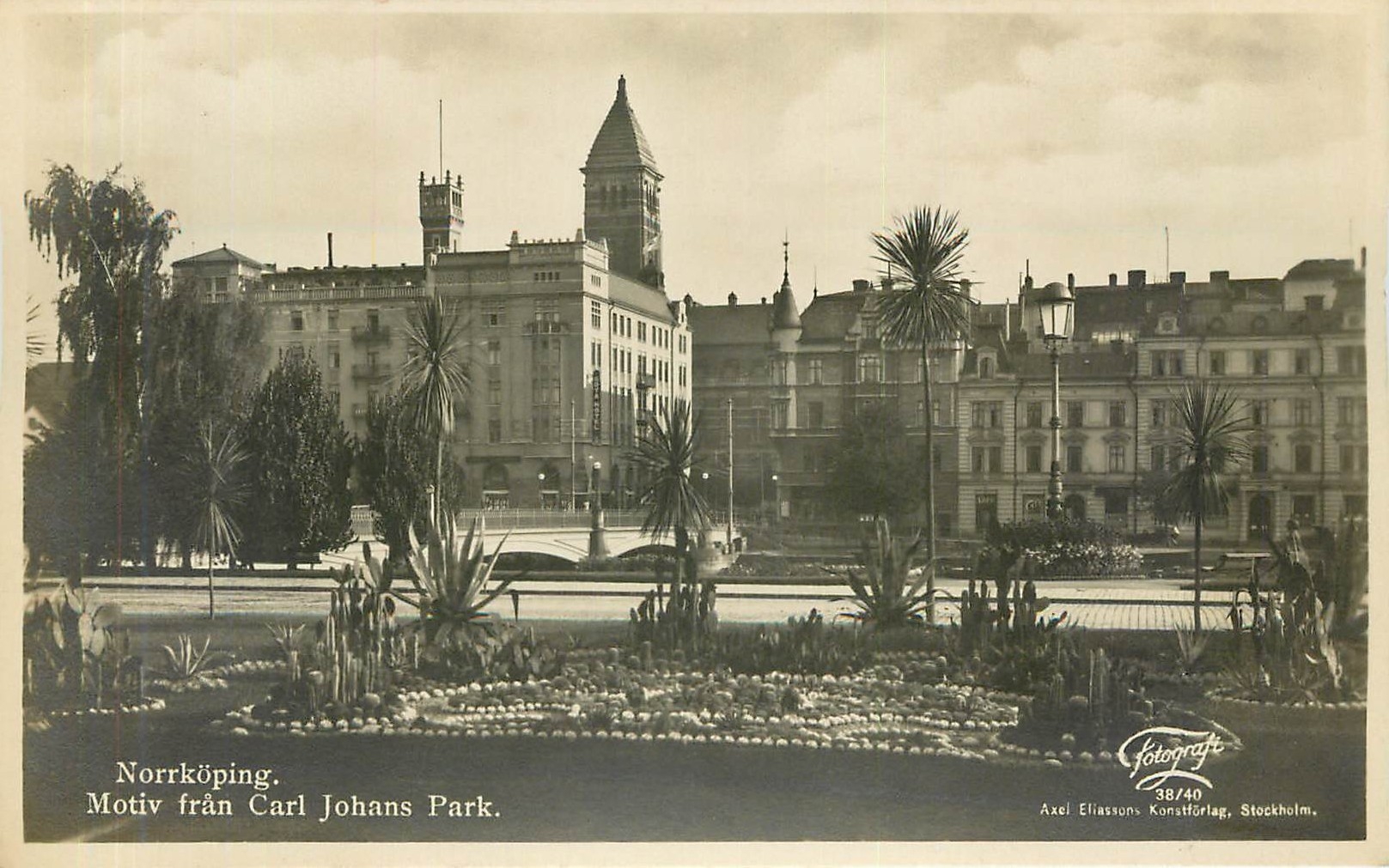 CPA Norrkupin Motiv fran Carl Johans Park 