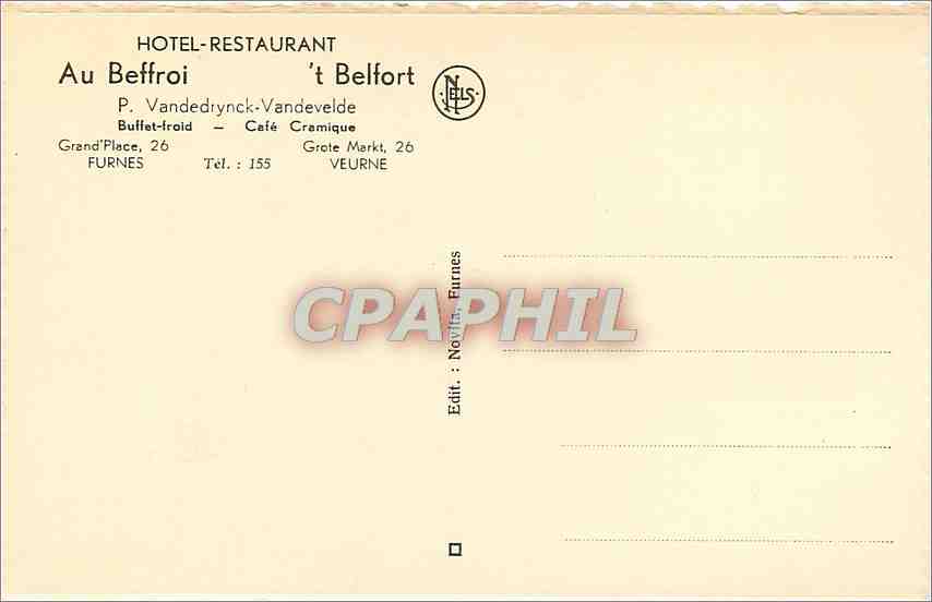 CPA Hotel Restaurant Au Beffroi  — Verso