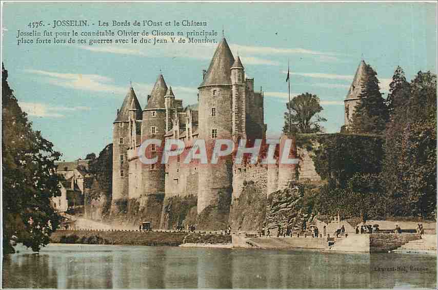 CPA Josselin Les Bords de l'Oust et le Chateau Josselin fut pour le connetable Olivier de Clisson sa