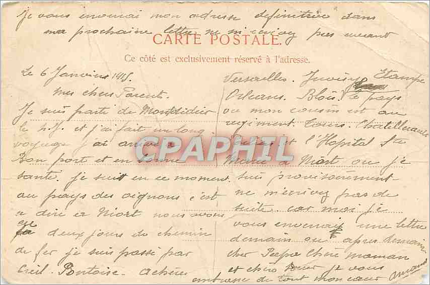 CPA Chateau de Blois Porte Louis XII  — Verso