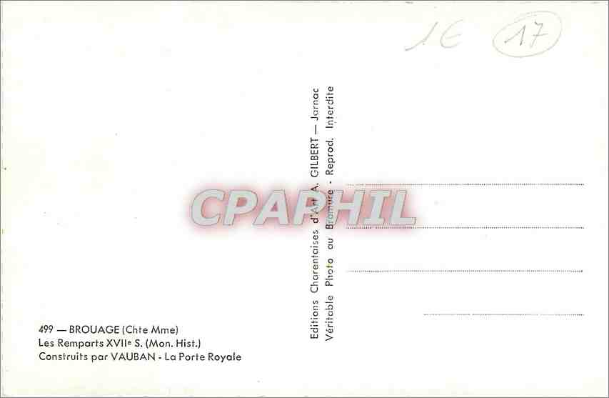 CPM Brouage Chte Mme Les Remparts XVII Mon Hist Construits par Vauban La Porte Royale  — Back