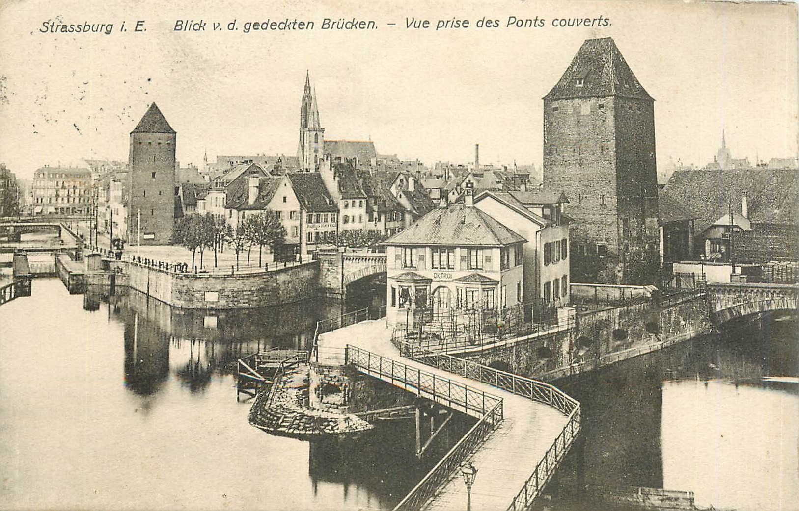 CPA Strassburg Blick vd gedeckten Brucken Vue prise des Ponts Couverts 