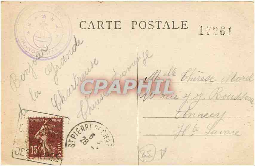 CPA Dauphine Couvent de la Grande Chartreuse Vue generale reduite et complete  — Verso