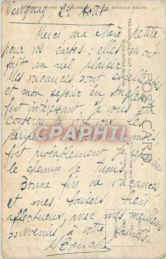 CPA I think I Can make room for you Ver de terre Oiseau — Verso