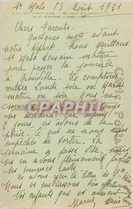 Le Tombeau de Chateaubriand au Grand Bey — Saint-Malo — Verso
