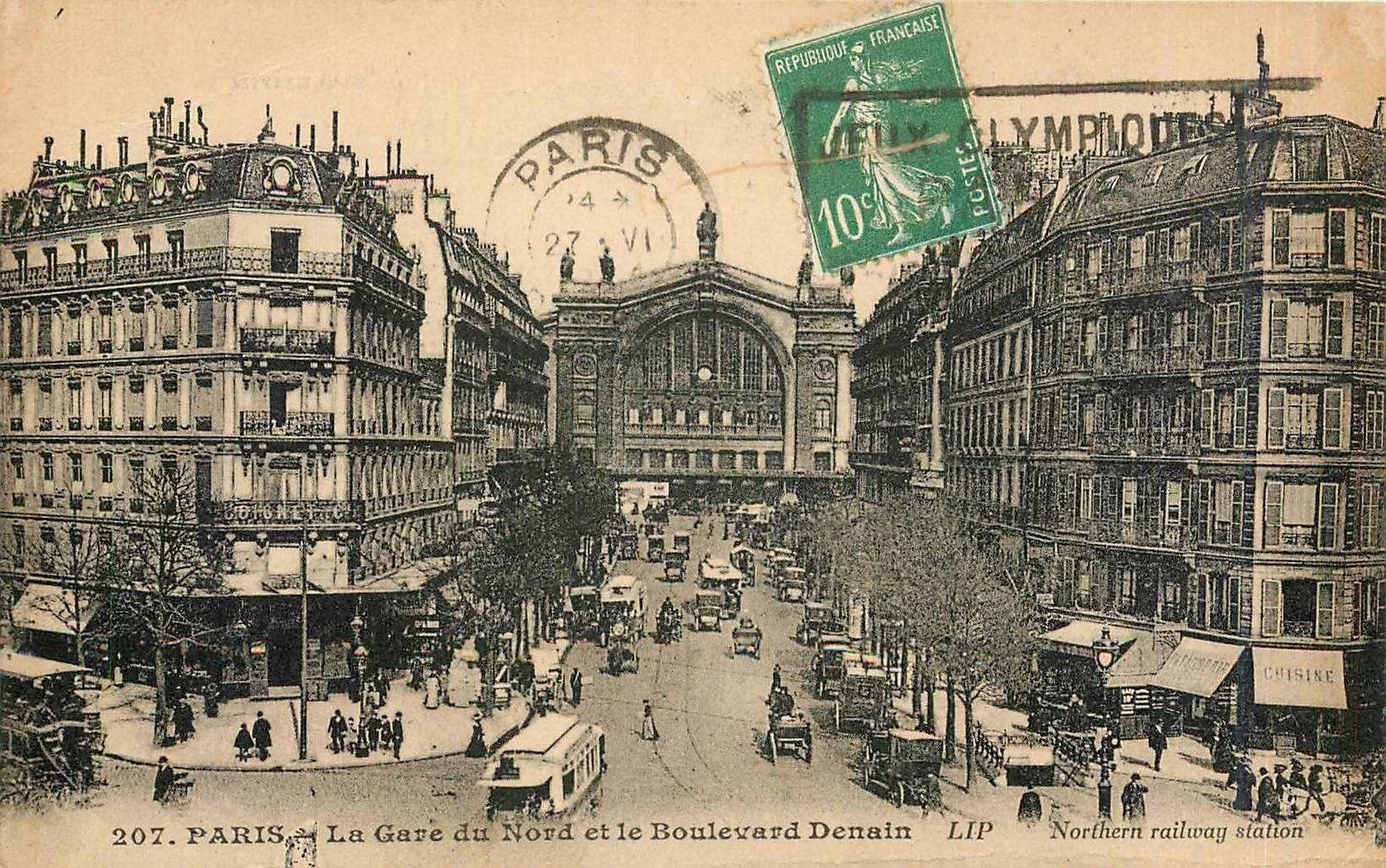 CPA Paris La Gare du Nord et le Boulevard Denain 