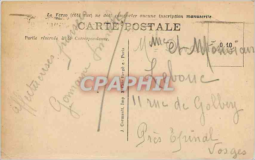CPA Paris La Gare du Nord et le Boulevard Denain  — Rückseite