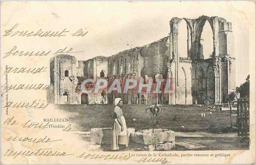 CPA Maillezais Vendee Les ruines de la Cathedrale parties romanes et gothique 