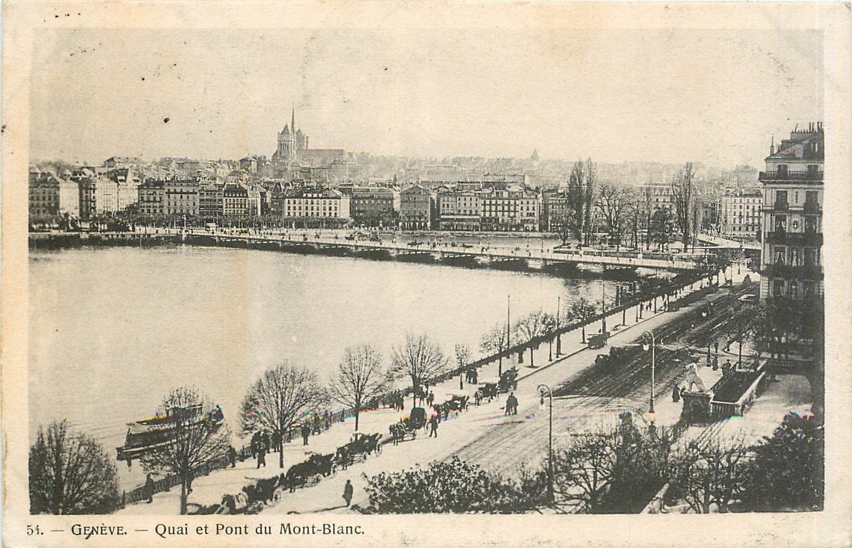 CPA Geneve Quai et Pont du Mont Blanc 