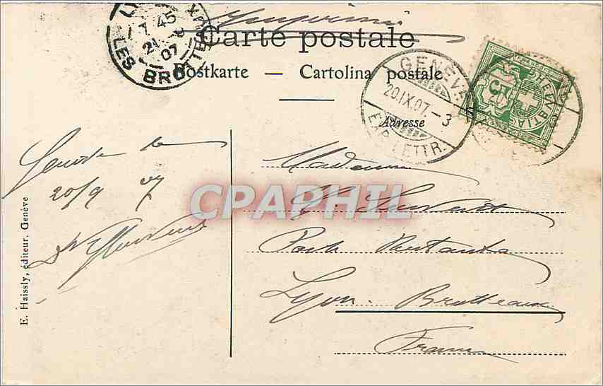 CPA Geneve Fontaine du Jardin Anglais  — Verso