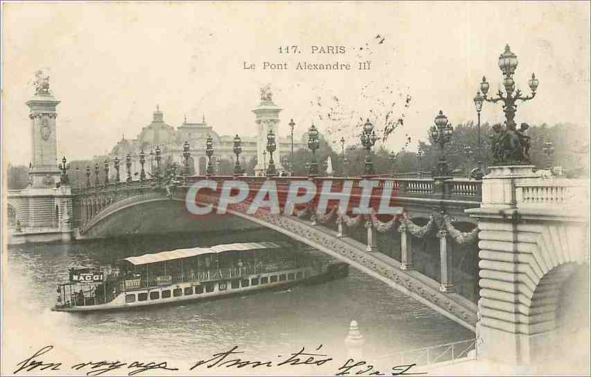 CPA Paris Le Pont Alexandre III Bateau Peniche